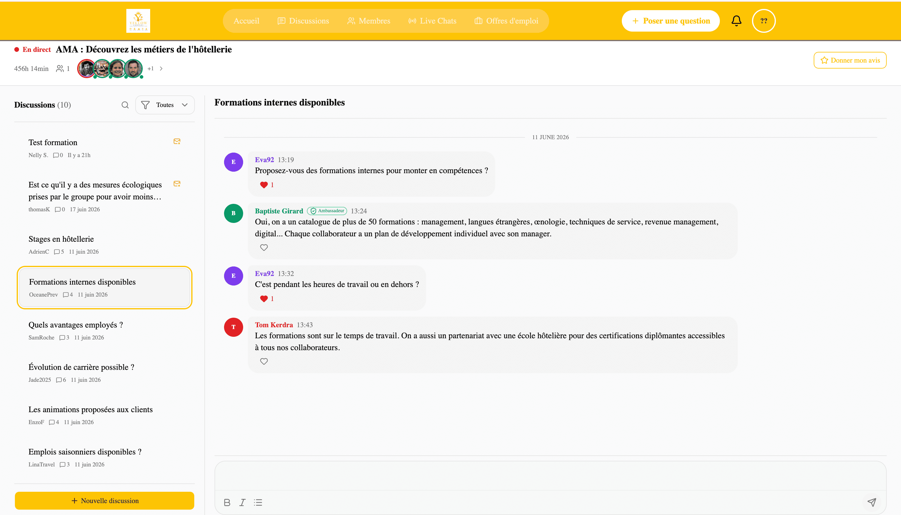 Live Chat — capture d'écran